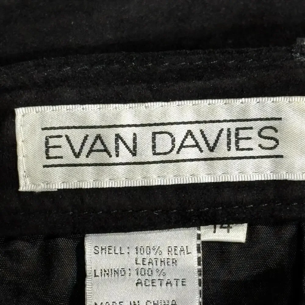 Evan Davies Shorts Womens 14 Black Leather Culotte Pleated High Rise Lined